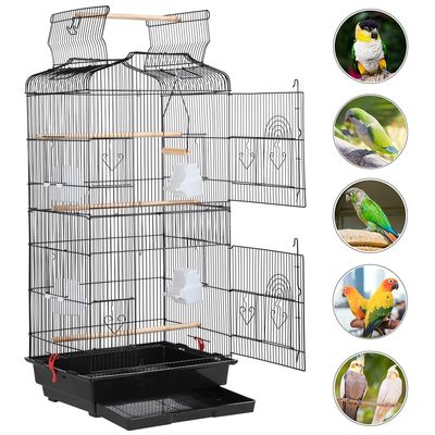 Cage à Oiseaux Décorative En Métal Avec Toit Ouvrable, Balançoire