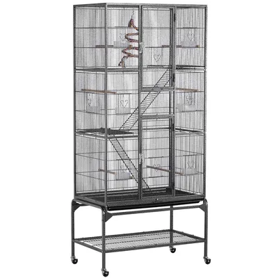 Cage à Oiseaux En Métal Hauteur De 175 Cm Avec Toit Volière