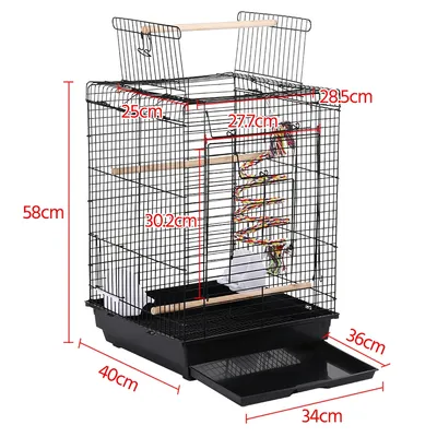 Cage à Oiseaux En Métal Avec Jouet, Corde à Clochette, Perchoirs