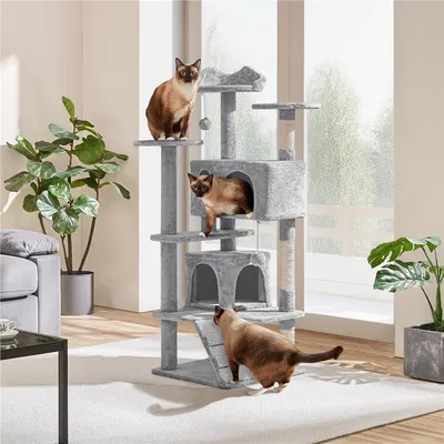 Kratzbaum mit 3 Aussichtsplattformen 2 Katzenhöhlen und 2 Plüschbälle Kratzbaum mit 3 Aussichtsplattformen 2 Katzenhöhlen und 2 Plüschbälle