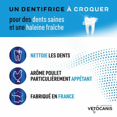 Vetocanis, Dentifrices à croquer pour Chien - Lot de 3 x 30 Comprimés