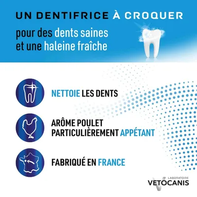Vetocanis, Dentifrice à croquer Chat/Petit Chien - Lot de 3 x30 Comprimés