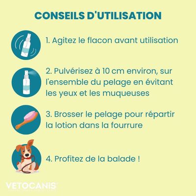 Vetocanis, 3x Sprays Puces-Tiques pour Chiens Chats, au vinaigre de cidre