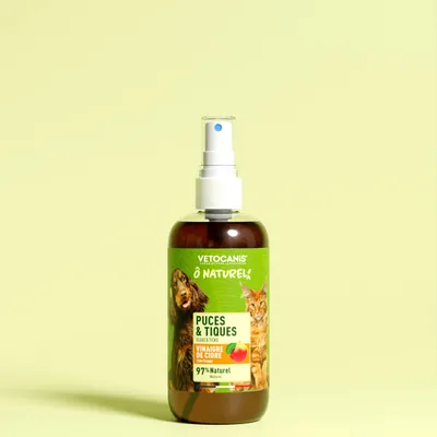 Vetocanis, 3x Sprays Puces-Tiques pour Chiens Chats, au vinaigre de cidre