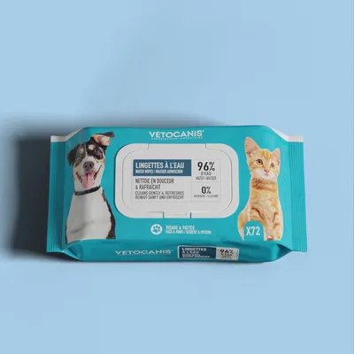 Vetocanis, 3x 72 Lingettes Nettoyantes pour Chat et Chien, Grand Format