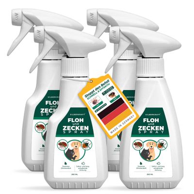 SILBERKRAFT Spray anti-puces et tiques pour chiens et chats