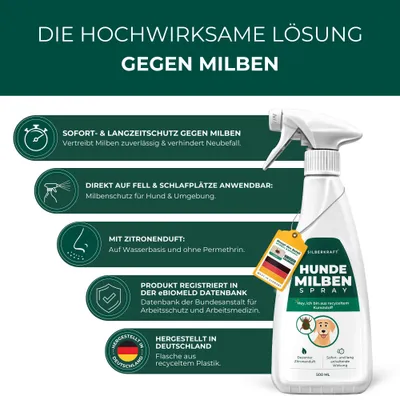 Silberkraft Milbenspray für Hunde – Abwehrspray (Repellent) gegen Milben Silberkraft Milbenspray für Hunde – Abwehrspray (Repellent) gegen Milben