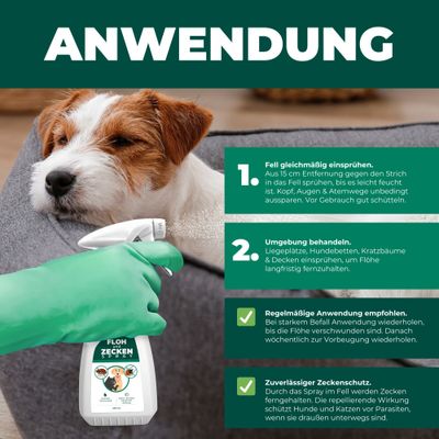 SILBERKRAFT Spray anti-puces et tiques pour chiens et chats