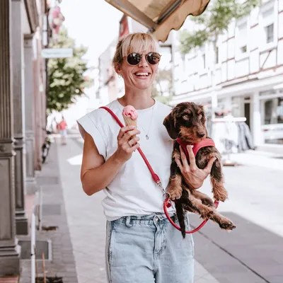 HUNTER Laisse réglable Round & Soft Love, rouge