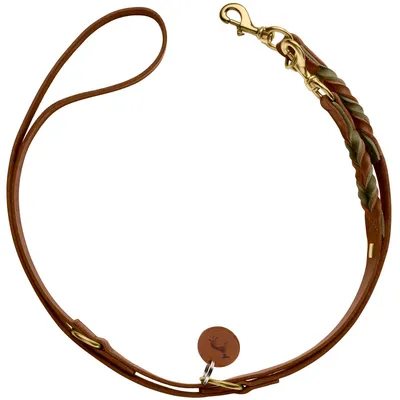 HUNTER Laisse réglable Solid Education Duo, cognac/olive HUNTER Laisse réglable Solid Education Duo, cognac/olive
