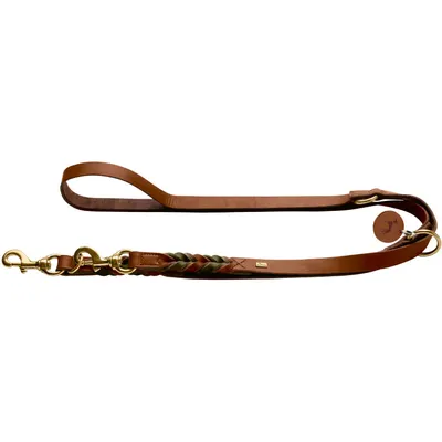 HUNTER Laisse réglable Solid Education Duo, cognac/olive