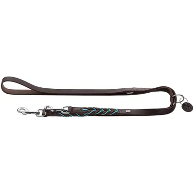 HUNTER Laisse réglable Solid Education Cord, marron foncé/turquoise