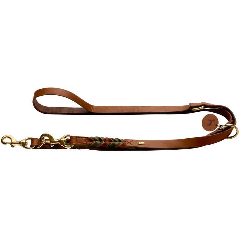 HUNTER Laisse réglable Solid Education Duo, marron foncé/olive