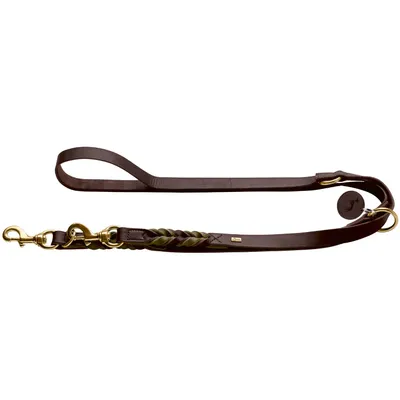 HUNTER Laisse réglable Solid Education Duo, marron foncé/olive