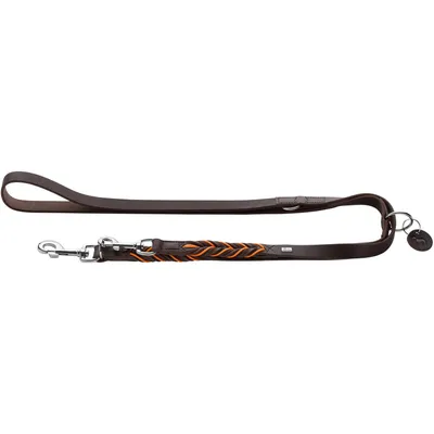 HUNTER Laisse réglable Solid Education Cord, marron foncé/orange