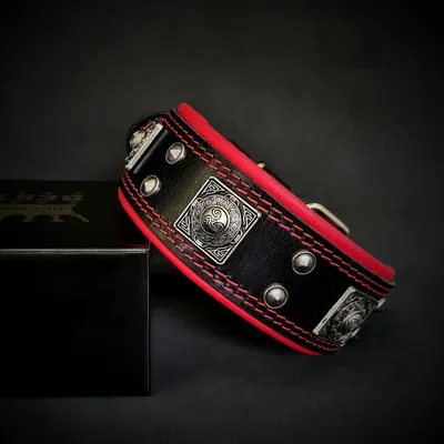 Bestia Custom Dog Gear - Le collier Eros Noir et Rouge de 2 pouces de large Bestia Custom Dog Gear - Le collier Eros Noir et Rouge de 2 pouces de large