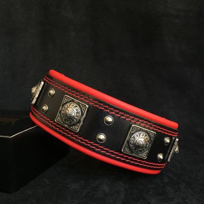 Der Eros Kragen 6,3 cm breit schwarz & rot