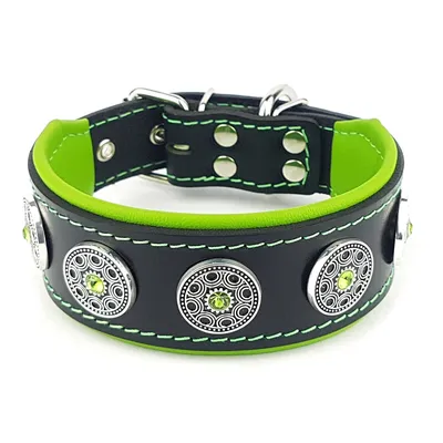 Bestia Custom Dog Gear - Le collier Bijou Noir et Vert Bestia Custom Dog Gear - Le collier Bijou Noir et Vert