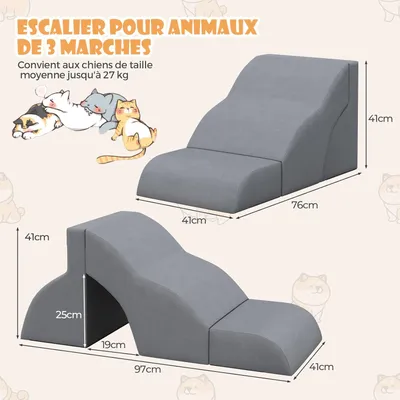 GIANTEX Escalier pour Chien 3 Marches avec Fond Antidérapant