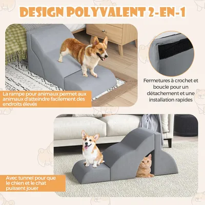 GIANTEX Escalier pour Chien 3 Marches avec Fond Antidérapant