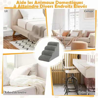 GIANTEX Escalier pour Chien Chat à 3 Marches, en Éponge Haute Densité