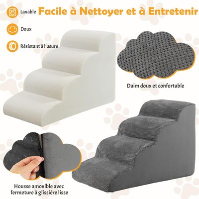 GIANTEX Escalier pour Chien Chat à 3 Marches, en Éponge Haute Densité