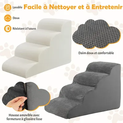 GIANTEX Escalier pour Chien Chat à 3 Marches, en Éponge Haute Densité
