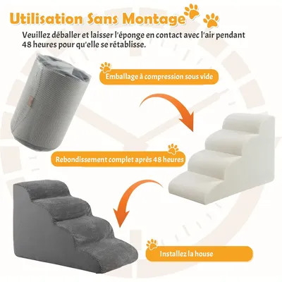 GIANTEX Escalier pour Chien Chat à 3 Marches, en Éponge Haute Densité