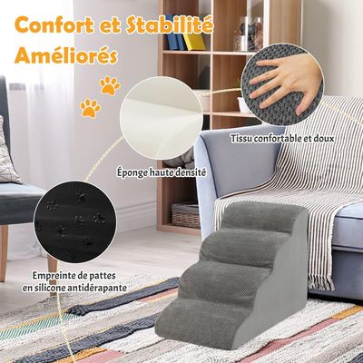 GIANTEX Escalier pour Chien Chat à 3 Marches, en Éponge Haute Densité