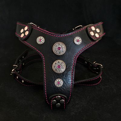 Geschirr Bijou in Schwarz und Pink für große Hunde