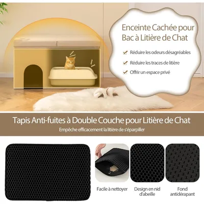 GIANTEX 2 en 1 Maison de Toilette pour Chat Pliable avec Tapis de Litière
