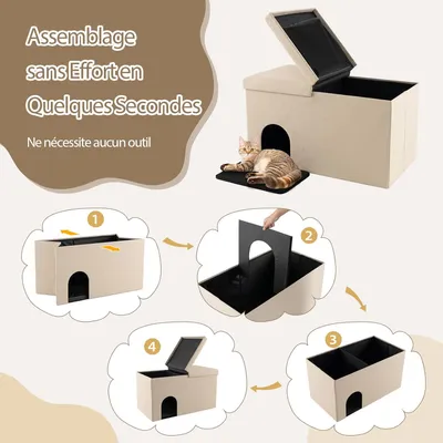 GIANTEX 2 en 1 Maison de Toilette pour Chat Pliable avec Tapis de Litière