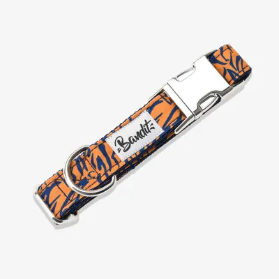 French Bandit - Collier motif tigré orange et bleu French Bandit - Collier motif tigré orange et bleu