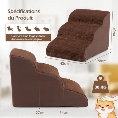 GOPLUS Escalier pour Chien Chat à 3 Marches, en Éponge Haute GOPLUS Escalier pour Chien Chat à 3 Marches, en Éponge Haute