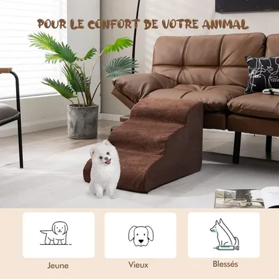 Giantex Escalier pour Chien Chat à 3 Marches, en Éponge Haute Densité