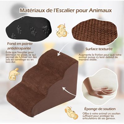 Giantex Escalier pour Chien Chat à 3 Marches, en Éponge Haute Densité