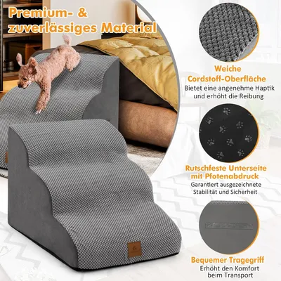 GIANTEX Treppe für Tiere 3 Schritte, Rampe en Mousse für Hund