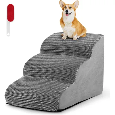 GIANTEX Escalier pour Animaux 3 Marches, Rampe en Mousse pour Chien