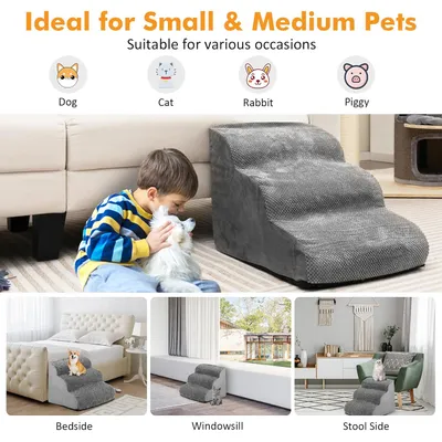 Giantex Escalier pour Animaux 3 Marches, Rampe en Mousse pour Chien