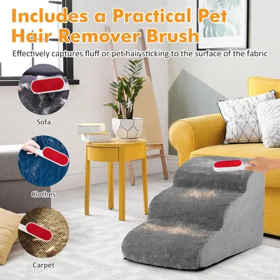 Giantex Escalier pour Animaux 3 Marches, Rampe en Mousse pour Chien