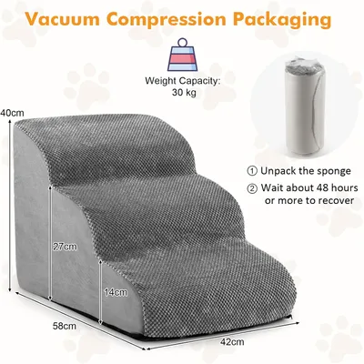 Giantex Escalier pour Animaux 3 Marches, Rampe en Mousse pour Chien