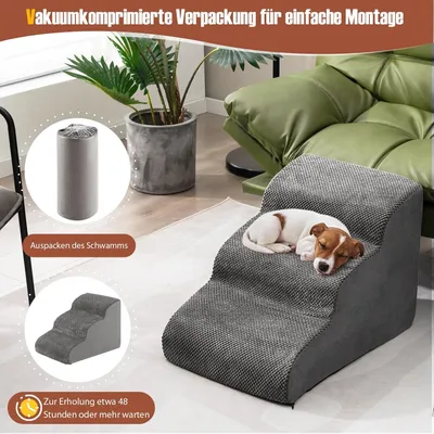 GIANTEX Treppe für Tiere 3 Schritte, Rampe en Mousse für Hund