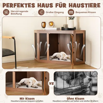GIANTEX Möbelstil Hundebox Mit Tür Kissen Für Kleine Hunde Wohnung