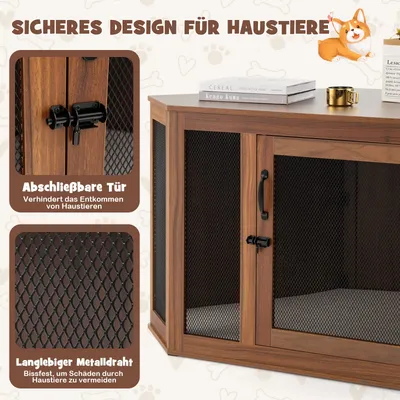 GIANTEX Möbelstil Hundebox Mit Tür Kissen Für Kleine Hunde Wohnung