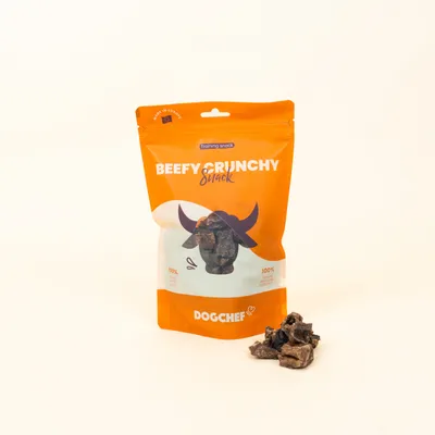 Dog Chef Beefy Crunchy Friandises pour Chien au Bœuf 100% Naturelles Dog Chef Beefy Crunchy Friandises pour Chien au Bœuf 100% Naturelles