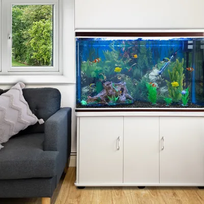 Monstershop Aquarium à bords Blanc avec Meuble Blanc