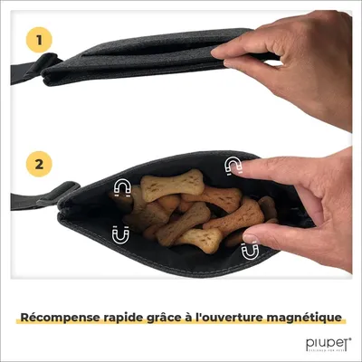 PiuPet® Sac à Friandises Chien I 3 Compartiments I Fermeture Magnétique