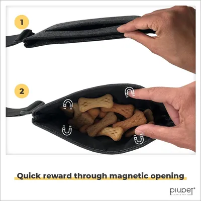 PiuPet® Sac à Friandises Chien I 3 Compartiments I Fermeture Magnétique