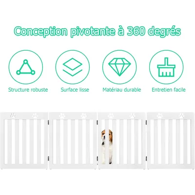 GIANTEX Barrière de Protection pour Chien Pliable - Pivotante à 360 °
