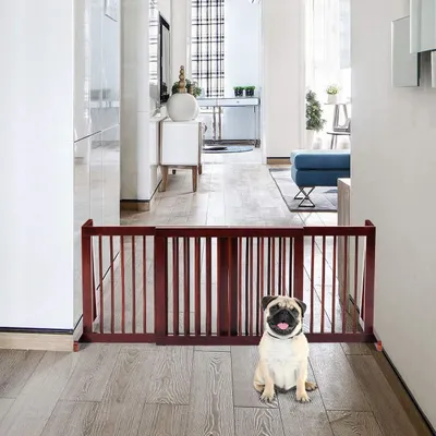 GIANTEX Barrière de Sécurité Pliable en Bois de Pin pour Animaux